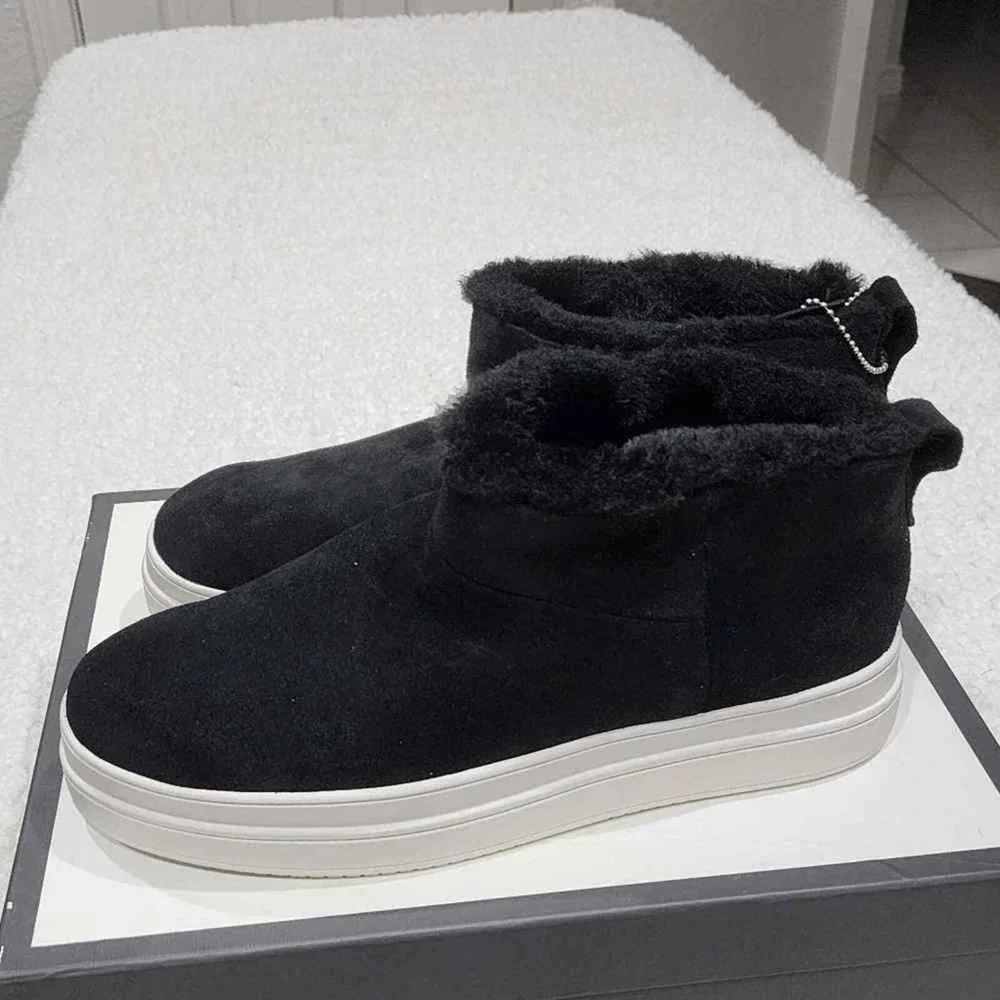 J/Slides black suede‎ and fur ankle boots size 10 new!!